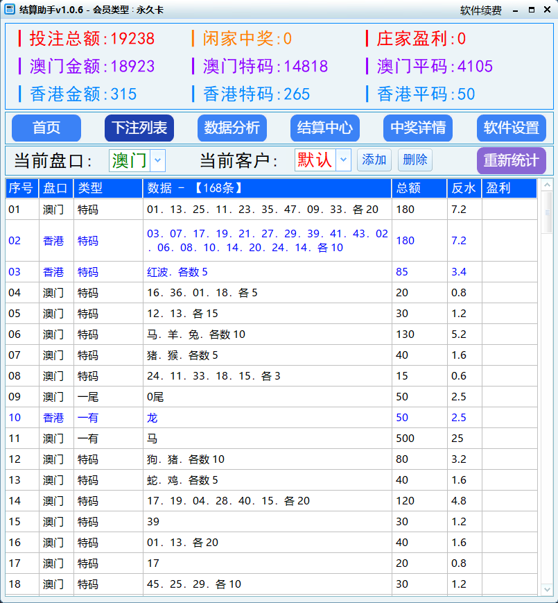 下注列表